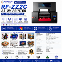 Imprimante jet d'encre à plat haute résolution A3 Refinecolor, machine d'impression UV DTF pour autocollants, cartes d'identité, coques de téléphone, bouteilles en verre, stylos