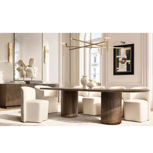 Fornitura Diretta dalla Fabbrica Mobili per Sala da Pranzo Tavolo in Legno Massello Ovale Tavolo da Pranzo con Basamento a 2 Gambe - Product Image 2