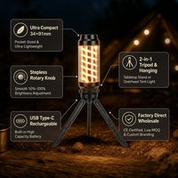 Mini lanterne de camping LED avec trépied, 1W 5V, rechargeable par USB, gradation progressive, lampe suspendue pour tente, lampe de table extérieure, CE OEM