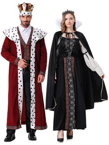 Medieval <strong>King</strong> &amp; Queen Couple Cosplay Set Halloween TV &amp; Movie Vest &amp; <strong>Coat</strong> with Crowns - Product Image 1