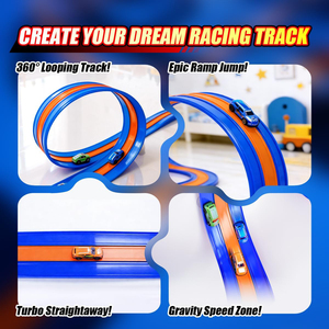 Pista de Carreras de Juguete DIY de 3 Carriles, Pista Flexible para Niños de 16.4 Pies, Compatible con Autos de Carreras de Juguete con Ruedas de Fricción, Escala 1/64 - Product Image 4