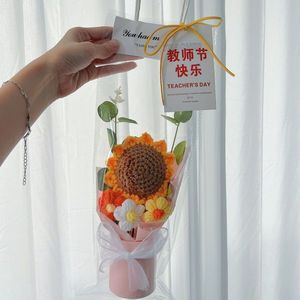 ช่อดอกทานตะวันถักมือ Xi Peptide พร้อมถุงของขวัญสีชมพู สำหรับวันครู ของตกแต่ง - Product Image 3