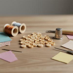 Bottoni in legno Ilan 12 mm, 35 pezzi, rotondi a 4 fori per cucito e artigianato - Product Image 2