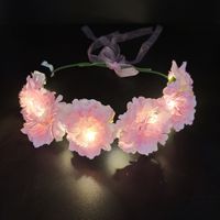 Accessoires de mariage mariée LED lueur belle rotin lumineux Rose fleurs rose blanc jaune Led fleur couronne bandeau