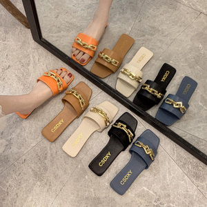 รองเท้าแตะสตรีไซส์ใหญ่แบบแบนประดับโซ่ รุ่น <span class=keywords><strong>M666</strong></span> - Product Image 3