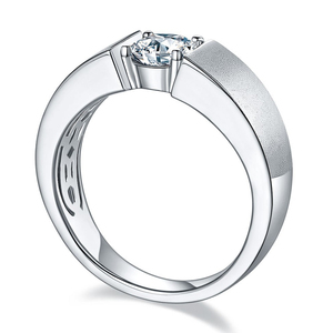 Joias de luxo 925 prata esterlina ouro branco redondo corte brilhante noivado 1ct Vvs <span class=keywords><strong>Real</strong></span> Moissanite novos anéis de diamante para homens - Product Image 3