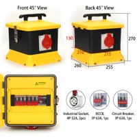 Boîtier de distribution portable personnalisé, étanche IP67, multi-courants, triphasé 380V/440V, avec disjoncteur MCB et disjoncteur différentiel RCD pour la sécurité des sites industriels