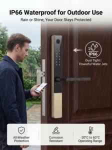 Cerradura Inteligente para Puerta con Huella Dactilar, WiFi, TTLock, Impermeable, con Carga de Emergencia y <span class=keywords><strong>Control</strong></span> Remoto para Puerta de Madera, NUEVA 2026, Tuya - Product Image 3