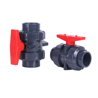Vanne à boisseau sphérique double union certifiée NSF 1/2''-4'' manuelle en PVC plastique, couleurs personnalisables OEM pour l'eau, styles optionnels