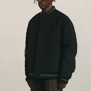 سترات رياضية رجالية مخصصة بشعار مطرز من الشينيل، سترة بيسبول فضفاضة بتصميم مميز - Product Image 3