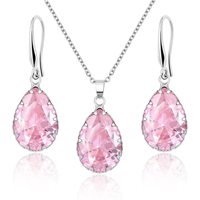 Parure de bijoux pas chère de Dubaï pour mariée, plaqué or, saphir, collier/princesse/boucles d'oreilles/bague, pierre bleue en forme de goutte d'eau