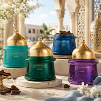 Pot à Bakhoor de Luxe 200ml en Verre, Pot à Bakhoor Personnalisable en Verre Rouge Style Arabe, Pot à Poudre Parfumée, Fournisseur d'Étiquettes Privées