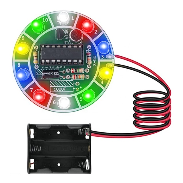 Soldering Project DIY Electronic Kits Circuit Board Practice Kit Colorful LED Spinning Wheel Rotate with Music for Adults Kids B