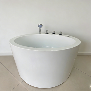 Bañeras Redondas Modernas Blancas Independientes para Hoteles, Ecológicas, con Desagüe, Función de Hidromasaje, Aptas para Bebés - Product Image 1