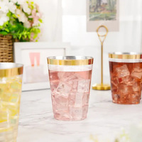10oz argent jante dur fantaisie mariage en plastique Dessert tasses en plastique transparent verres à liqueur pour gâteaux