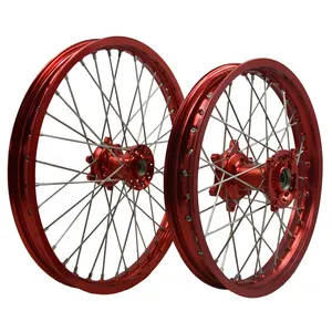 MOQ 1 Satz CRF rote Felge rote Nabe 18 19 21 Zoll Dirt Bike Radsatz Enduro Motocross Räder für HONDA