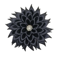 Korsase Gaun Pernikahan/Pertunangan 5 Inci Serba Putih, Kanzashi Bunga Satin, Bros Pin Kristal Berlapis Perak dengan Hiasan Rhinestone