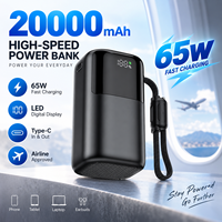 Station d'alimentation haute capacité PD 65W avec câble intégré, charge rapide, écran LCD numérique, alimentation portable, OEM ODM, vente en gros