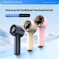 Mini ventilateur électrique portable rechargeable à 6 vitesses, ventilateur à main avec moteur sans balais, affichage numérique, fonctionnement silencieux pour