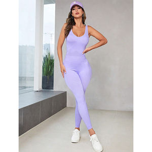 Nueva llegada mujeres Sexy Crossover belleza espalda Onesie deportes Activewear traje de una pieza piel amigable secado rápido Yoga monos - Product Image 5