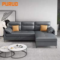 PURUO lujo gran tamaño salón diseño moderno sofá en forma de L sofás sala de estar Seccional de cuero nuevo sofá para la venta