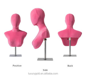 Bijoux de luxe <span class=keywords><strong>Buste</strong></span> Présentoir Mannequin Perruque Présentoir <span class=keywords><strong>Femme</strong></span> Velours Tête de Mannequin <span class=keywords><strong>avec</strong></span> Épaules - Product Image 6