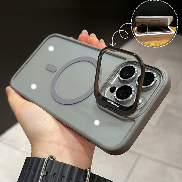 Original Easoncase PC Hard Clear Case with Mag Magnetic Safe with Built-in Phone Camera Cover Stand for iPhone 15 Pro Max