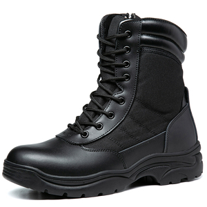 SFB52 <b>Men</b> Black Leather Tactical <b>Boots</b> <b>Waterproof</b> High Top Lace‑Up Outdoor <b>Work</b> <b>Boots</b> All Seasons <b>For</b> Hiking Training - Product Image 5