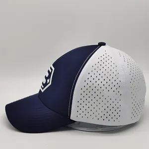 Customization logo Printed Quick Dry Golf Hat Waterproof Lightweight Laser Hole Flat Brim Snapback Cap Golf cap