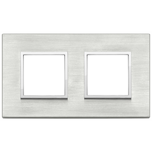 4M 2 Gang Wall <b>Switch</b> <b>Plate</b> 16.8x9.7cm Grey Metal Finish - Product Image 1