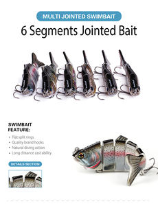 Hot <span class=keywords><strong>Pike</strong></span> VSJ06-6 "Tissu Multi Articulé Naufrage Swimbait Emballage Personnalisé En Gros Inventaire Glisse Basse Leurres De Pêche - Product Image 6