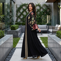 Robe caftan à manches longues et ourlet évasé en polyester brodé de paillettes, style Koweïtien, Saoudien, Égyptien, Marocain, pour l'Aïd Moubarak