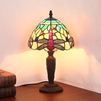 Lampe de table LED AC de style dôme 8 pouces, abat-jour en verre teinté, feuilles vertes, roses rouges, design moderne, flexible E26