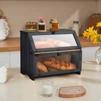 Multifunktionaler Brotkasten mit großem Fassungsvermögen, 3 Farben, Behälter zur Brotlagerung, schwarzer Holz-Bambus-Brotkasten