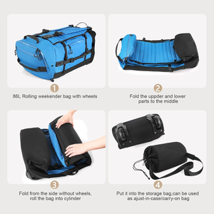 Zaino Pieghevole con Ruote, Borsa da Viaggio Impermeabile Richiudibile, Borsa <span class=keywords><strong>Salvaspazio</strong></span> di Grande Capacità - Product Image 5