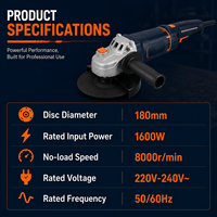Meuleuse d'angle filaire sans balais robuste professionnelle ODM OEM 220V-240V, coupeuse et meuleuse électrique pour métal, pierre et béton