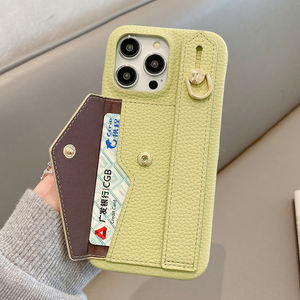 Étui de téléphone portable en cuir premium avec porte-cartes intégré et dragonne portable pour iPhone 17 16 15 14 Pro Max Plus Air - Product Image 3