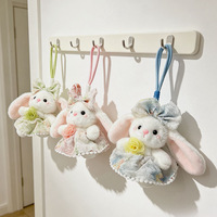 Adorable Ornement Suspendu Lapin en Peluche à Longues Oreilles avec Jupe en Dentelle 20cm Multicolore, Breloque de Sac Lapin Décorative pour Souvenir d'Anniversaire et Vente en Gros
