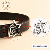 Boucle de ceinture étoile en alliage de zinc poli miroir avec lettre B pour homme, idéale pour jeans, streetwear décontracté, vente en gros, OEM