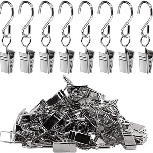 <b>S</b> <b>Hook</b> Clips Metal Curtain Shower Door <b>Hooks</b> Anti Rust Curved Shape Silver Color Hanging Garden Lamp Accessory - Product Image 1