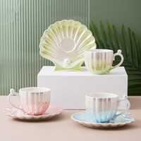 Conjunto de copo de café cerâmico, conjunto de copo de pérola com filtro de cerâmica para café da manhã, copo europeu de cerâmica de alta cor