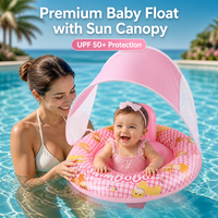 Bouée de natation pour bébé Swimbobo en PVC avec pare-soleil et ouvertures pour les jambes |   Flotteur gonflable pour bébé pour les premières expériences en piscine |   Nage stable