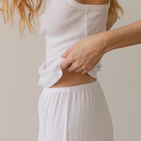 Ensemble de pyjama confortable pour femmes 2024, 2 pièces, en pointelle, pantalon simple, coton, débardeur à col carré et pantalon ample
