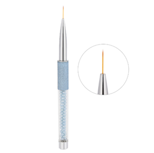 Pinceau à ongles professionnel avec manche décoré de perles bleues, logo personnalisé, pour la peinture au gel et la manucure - Product Image 2