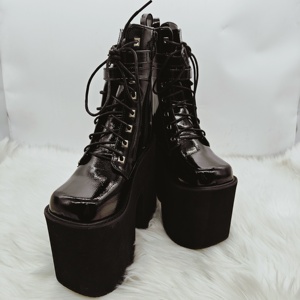 <span class=keywords><strong>Stivali</strong></span> alla Caviglia da Donna 2025, Nuovo Design di Lusso, Fatti a Mano, Alta Qualità, Punta Quadrata, Tacco Alto, Colore Nero - Product Image 4