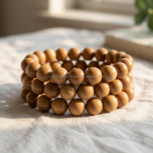 Riddhi Siddhi Bulk 15mm <b>White</b> Sandalwood Moon-Shaped Strand Beads Ethnic Catholicism Unisex Beaded <b>Bracelet</b> Trendy Gift - Product Image 4