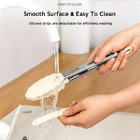 Pince de cuisine multifonctionnelle en acier inoxydable et silicone pour barbecue, livraison rapide