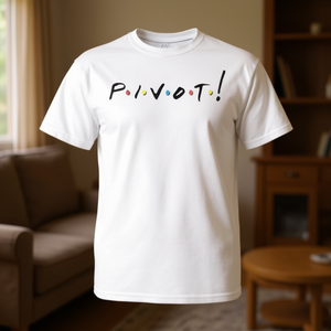 Pivot Friends T-Shirt <b>White</b> Short Sleeve Unisex Cotton Graphic <b>Tee</b> - Product Image 3