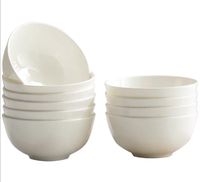 Vente en gros Bol à riz en céramique personnalisé Procelian blanc 5-9 pouces