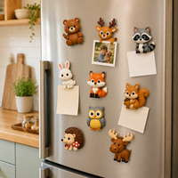 Ensemble d'aimants de réfrigérateur en PVC souple avec animaux de la forêt Kawaii, ours, renard, cerf, décoration de réfrigérateur mignonne